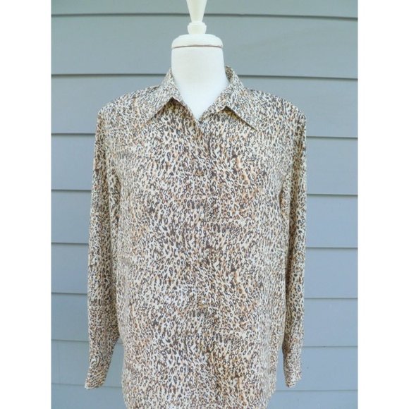 Vintage cheetah print long sleeve blouse - Picture 1 of 5